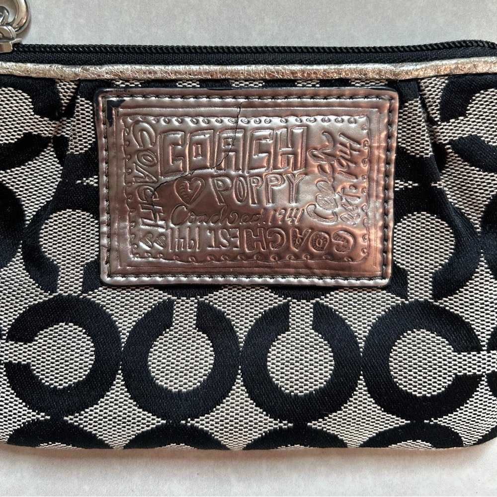 Coach Black and Silver Patterned Wristlet - Picture 2 of 8